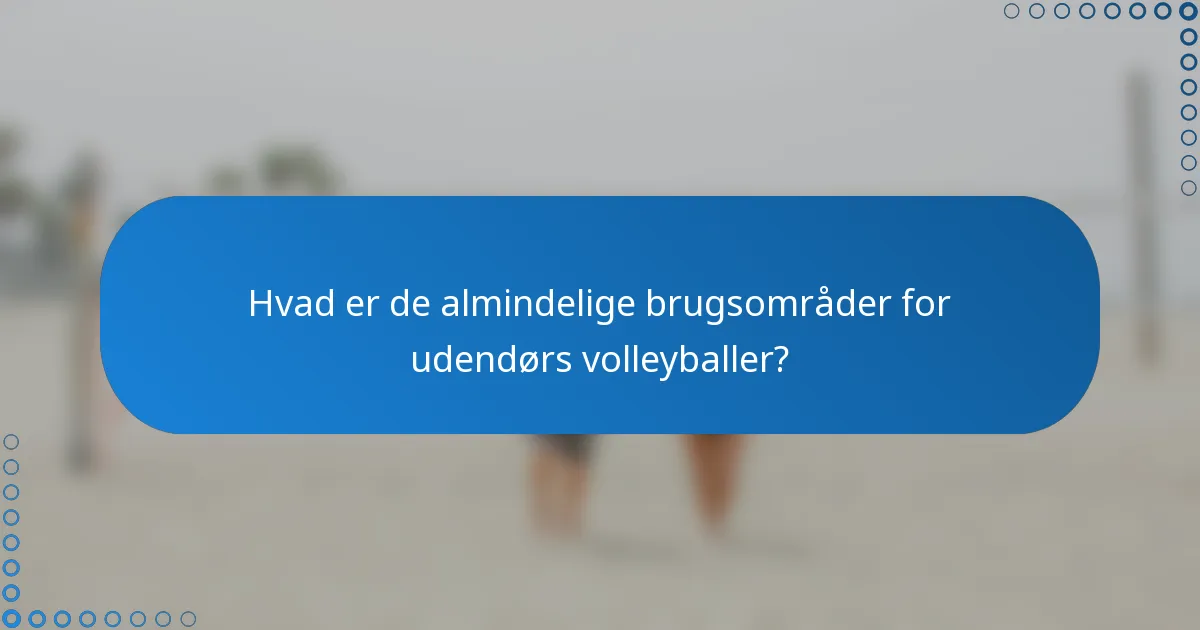 Hvad er de almindelige brugsområder for udendørs volleyballer?