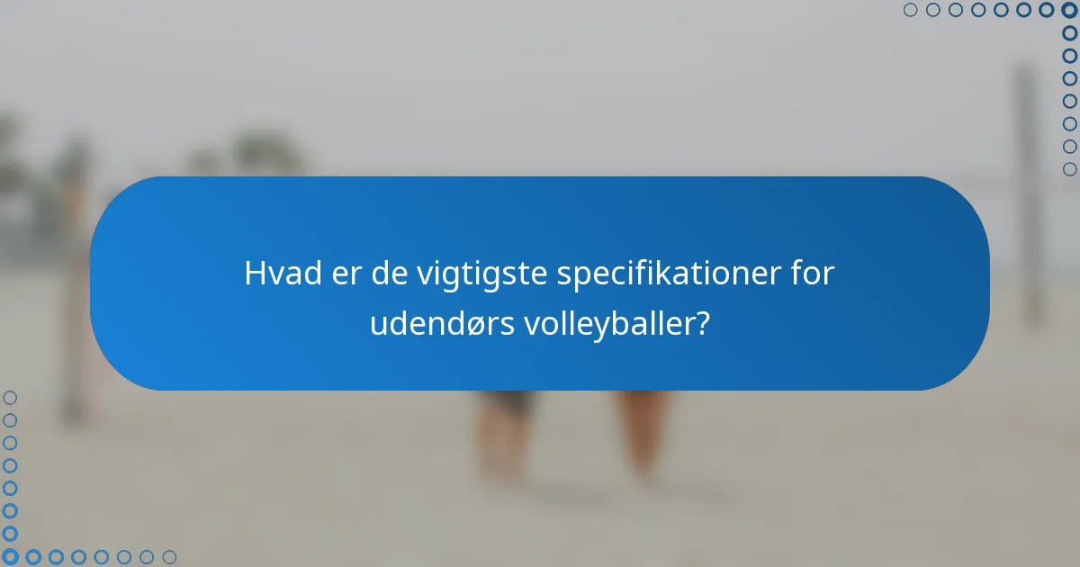 Hvad er de vigtigste specifikationer for udendørs volleyballer?