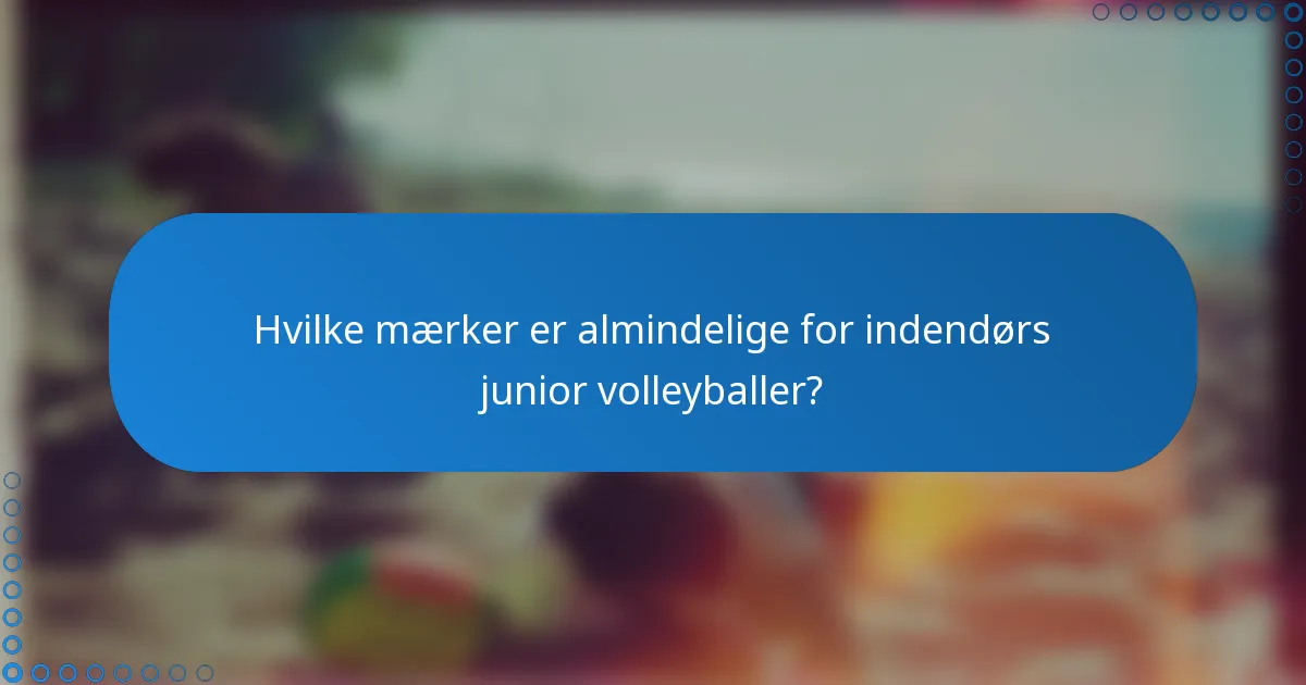 Hvilke mærker er almindelige for indendørs junior volleyballer?